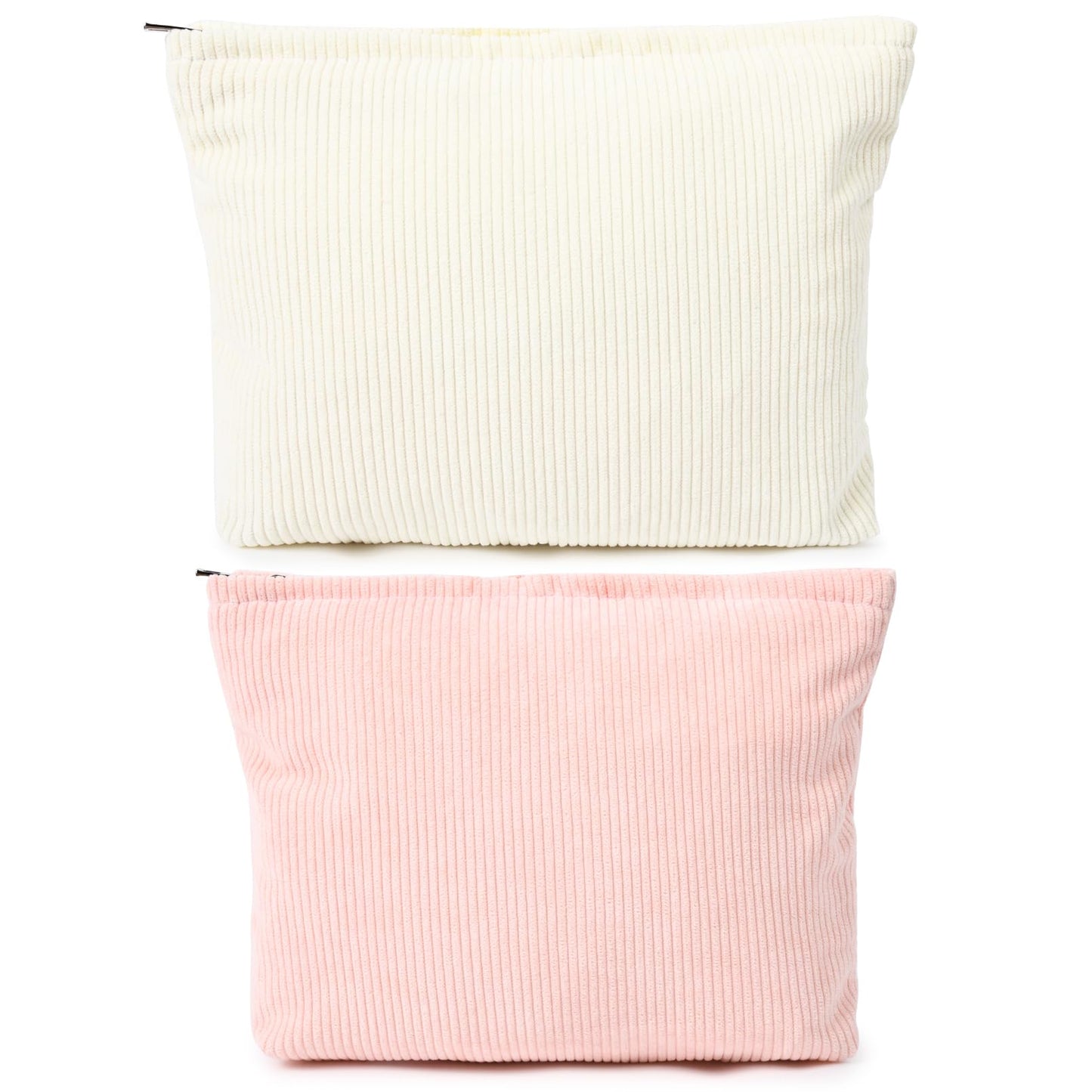 SOIDRAM 2 Pieces Makeup Bag Large Checkered Cosmetic Bag Capacity Canvas Mix Travel Toiletry Bag Organizer Cute Makeup Brushes Aesthetic Accessories Storage Bag for Women, Checkered Mix Rose Red