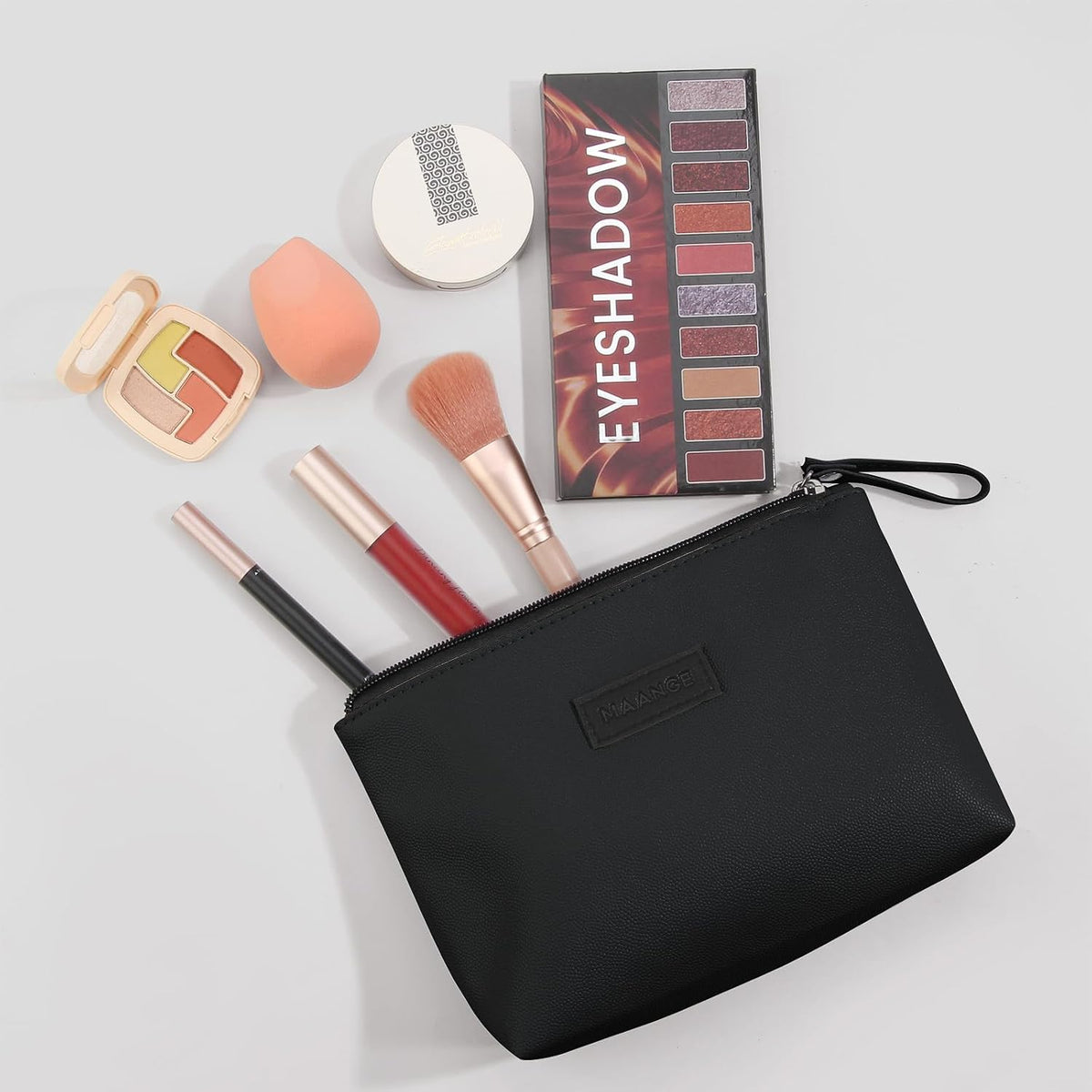 MAANGE Cosmetic Bags for Women Small Makeup Bag for Purse Pu Leather Makeup Pouch Travel Makeup Bag with Zipper Make Up Bag for Travelling