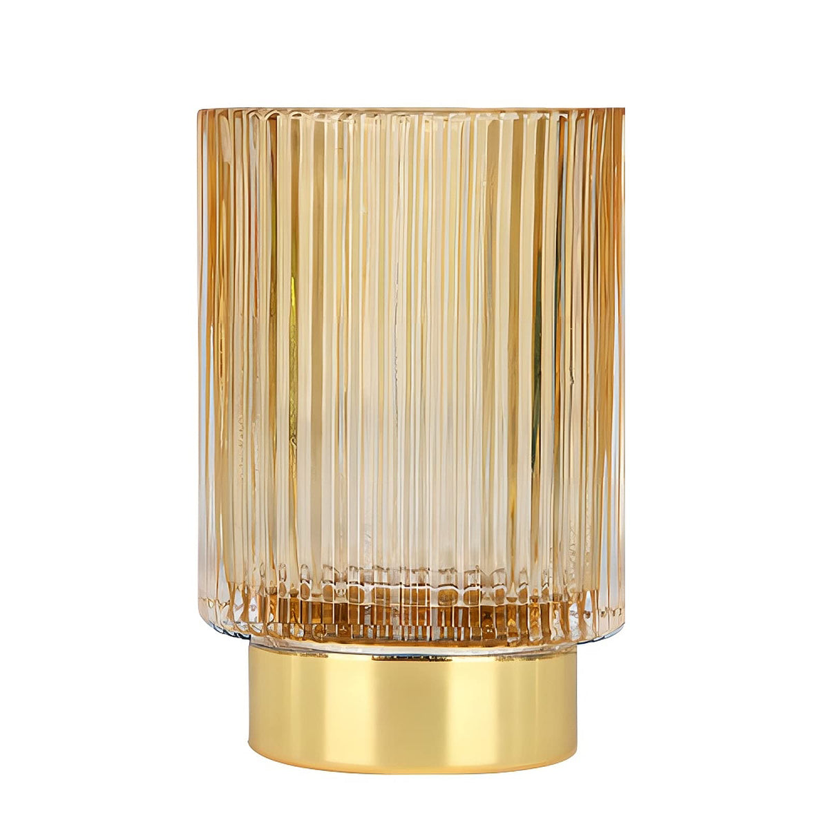 DASITON Makeup Brush holder Organizer,Crystal Cosmetic Makeup Brush Glass Brushes Storage Holder, Vintage Make Up Brush Cup Pen Pencil Holder striped vase(Clear S+L)
