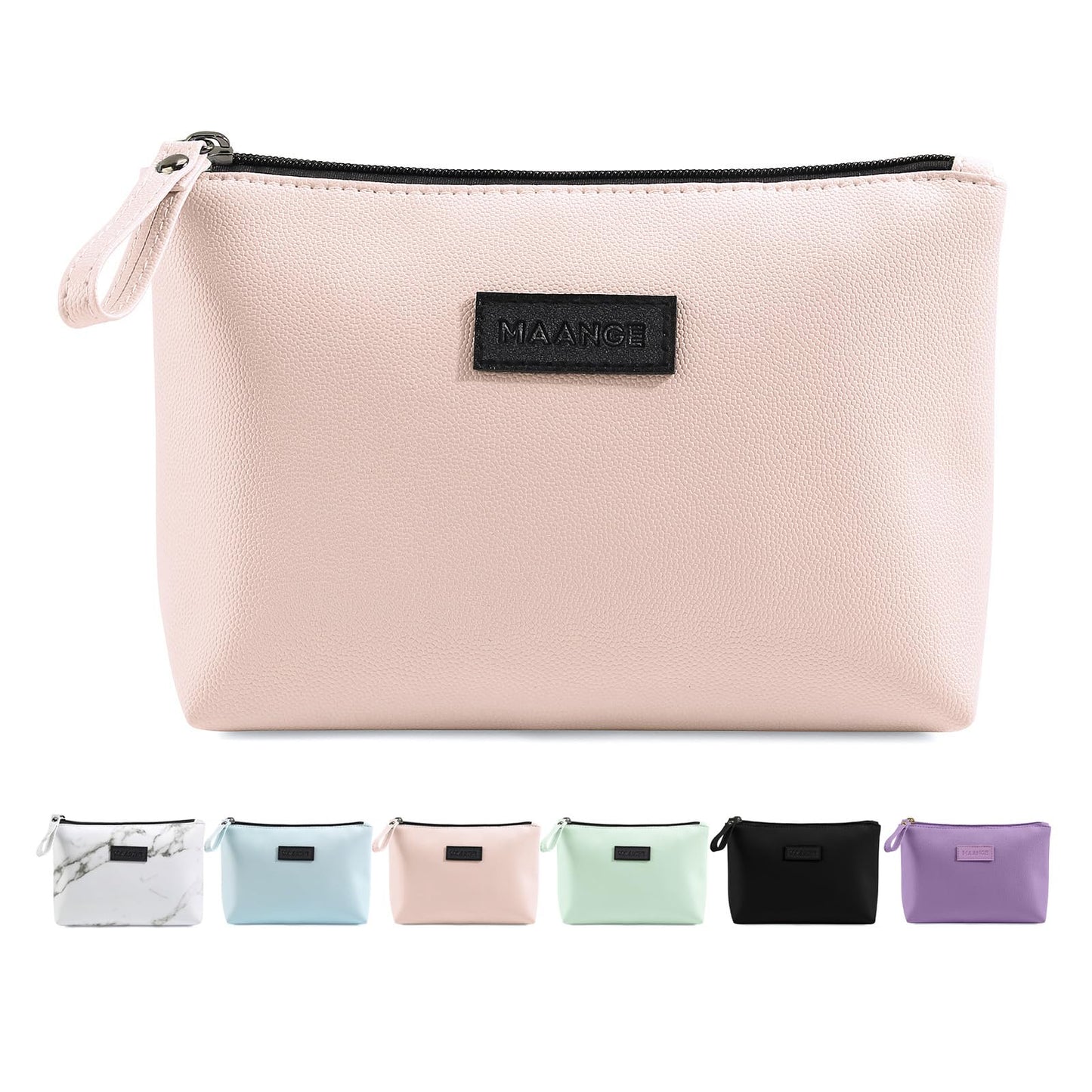 MAANGE Cosmetic Bags for Women Small Makeup Bag for Purse Pu Leather Makeup Pouch Travel Makeup Bag with Zipper Make Up Bag for Travelling