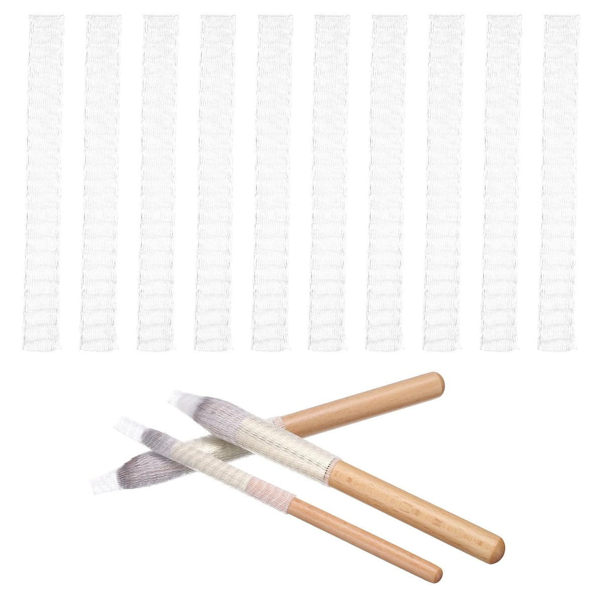 uxcell 50Pcs Makeup Brush Protector, 9cm Plastic Reusable Expandable Mesh Cover for Cosmetic Brush Storage Bud of Rose, Clear