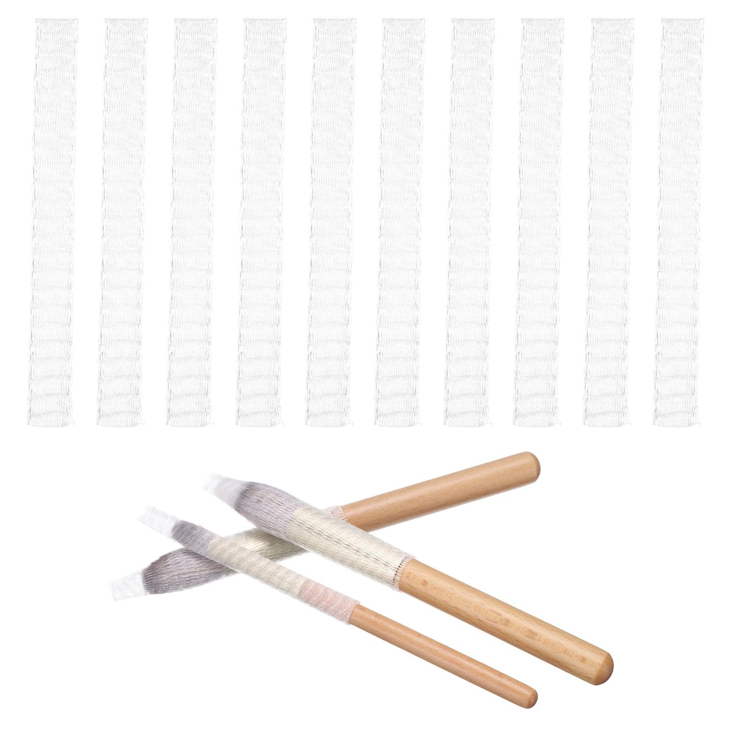 uxcell 50Pcs Makeup Brush Protector, 6cm Plastic Reusable Expandable Mesh Cover for Cosmetic Brush Storage Bud of Rose, Clear