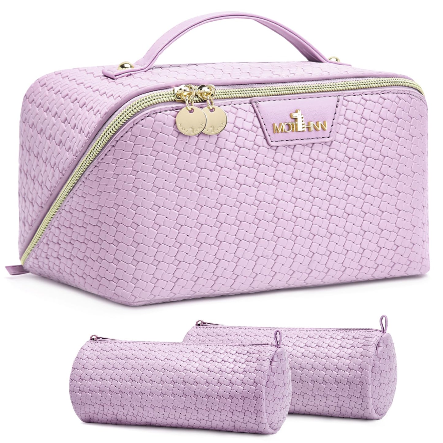 Travel Makeup Bag for Women: 3 Pcs Set Vagen Leather Cosmetic Bag