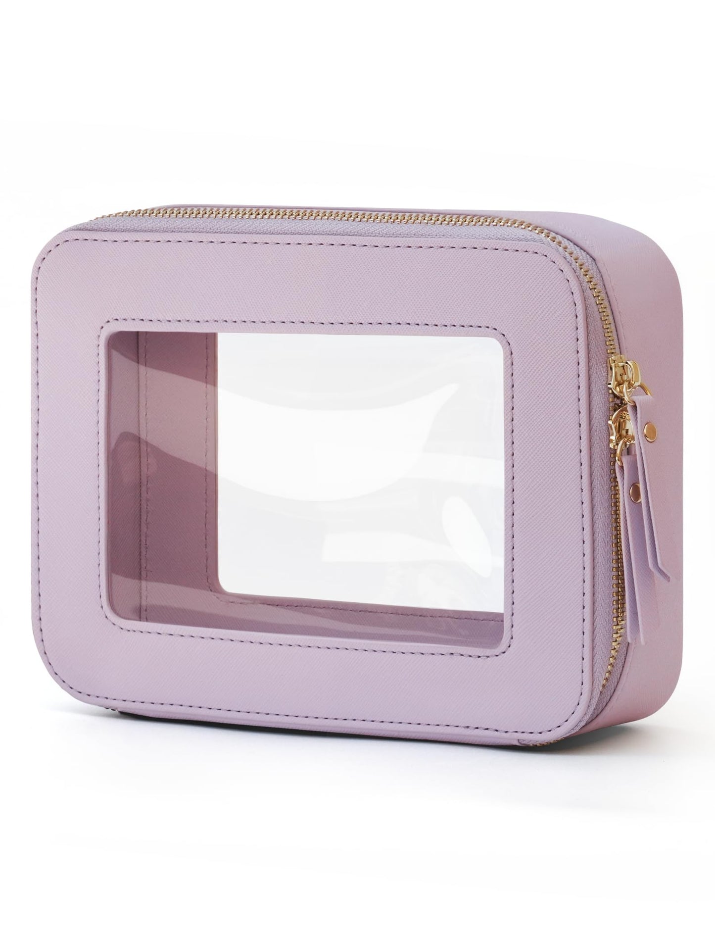 Popvibe Clear Makeup Bag Travel Cosmetic Case Transparent Toiletry Bag with Zipper, Portable Make Up Organizer Traveling Compact Car Bag for Essentials, Hotpink, Large