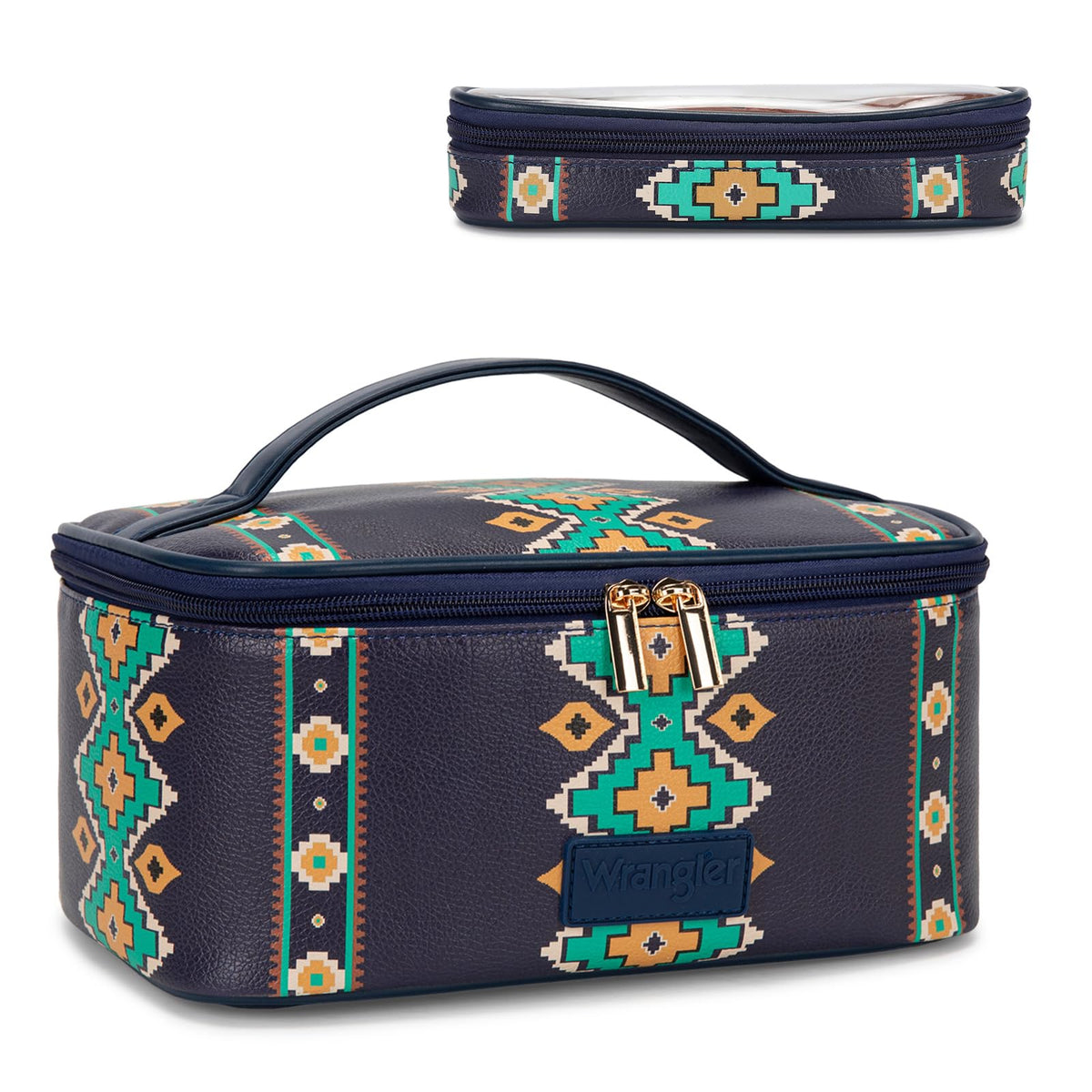 Wrangler Travel Makeup Bag 2pcs Set Cosmetic Bag with Makeup Brush Holder