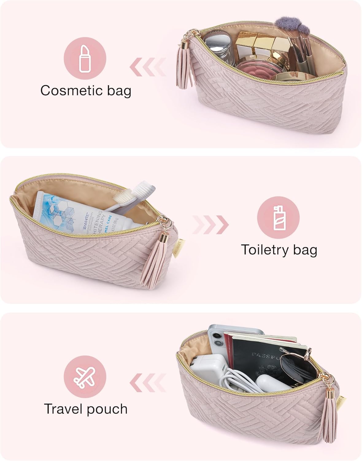 BAGSMART Small Makeup Bag for Women, Zipper Cosmetic Pouch for Purse