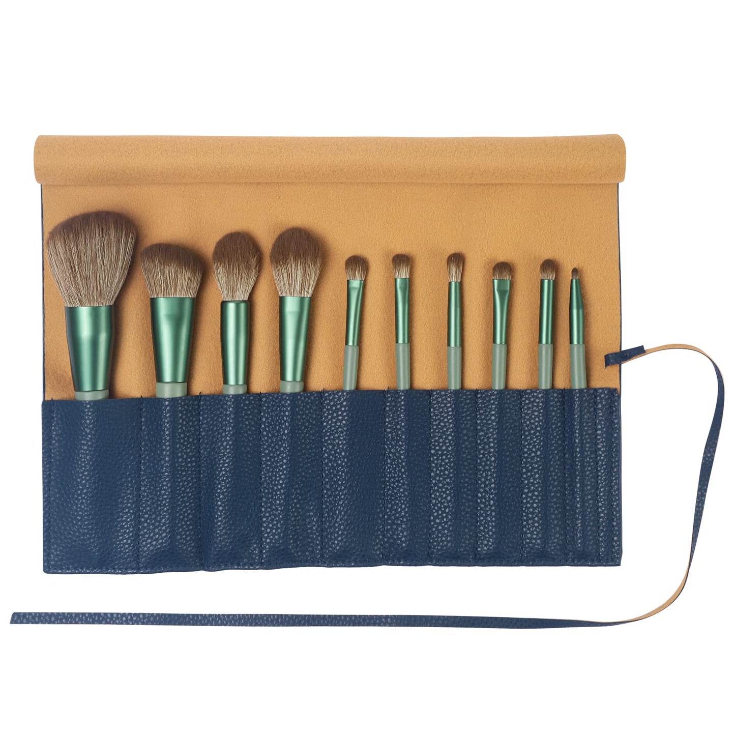 Bird&Fish Makeup Brush Case Travel, makeup brush case roll up,brush holder makeup,Holder Organizer Brushes Pouch Cosmetic Bag for Travel，Rolling Bag Storage Case PU Leather