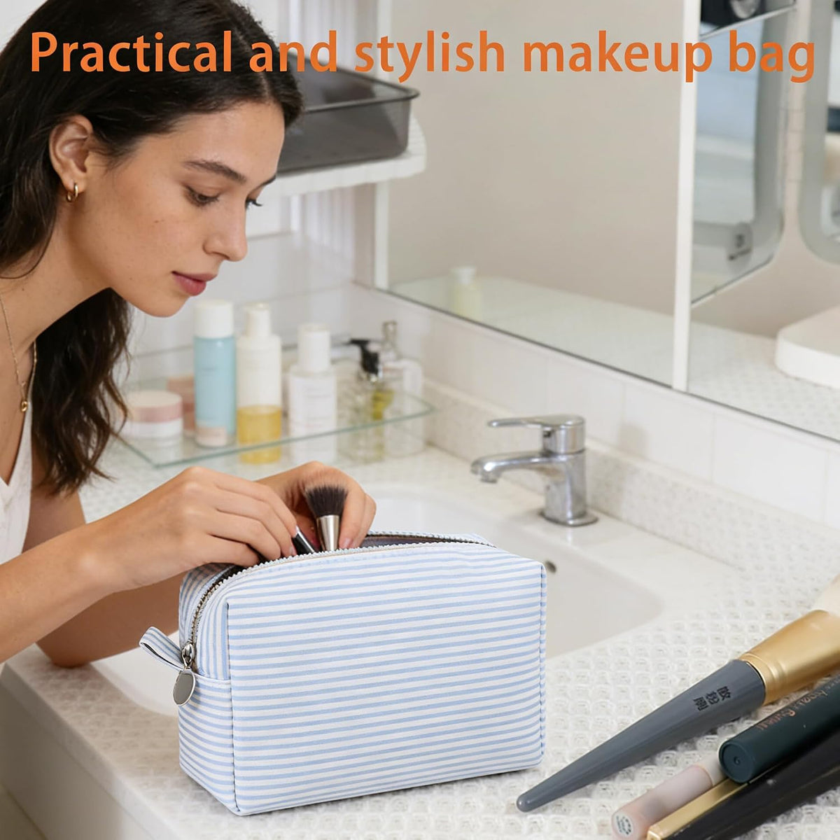 2pcs Makeup Bag Travel Toiletry Bag for Women Lightweight Make Up