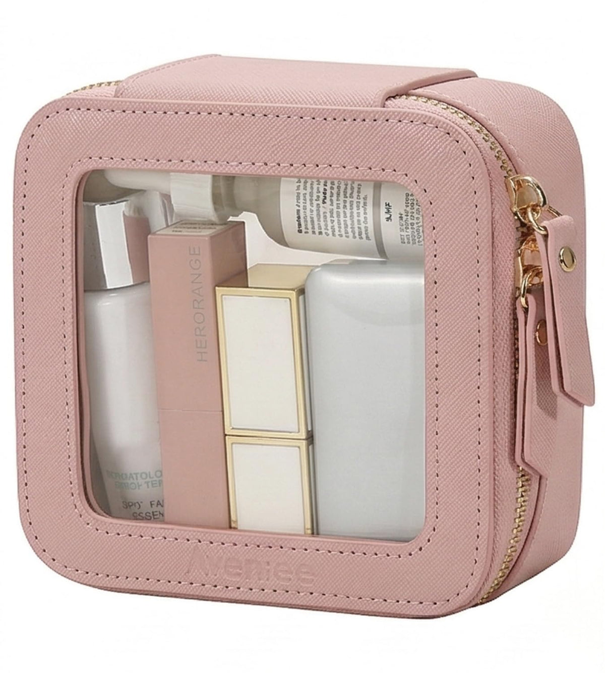 Aveniee Clear Makeup Bag Organizer, Travel Toiletry Bag Cosmetic Case for Women, Make Up Skincare Pouch Car Organizer Bag with Zippers for Essentials,White,Medium Classic