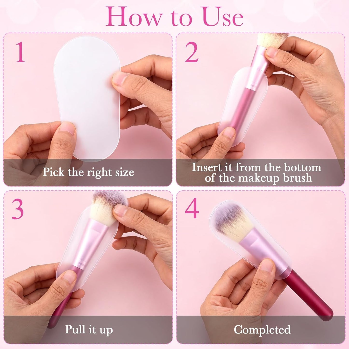 15pcs Clear Makeup Brush Covers, 5 Sizes Cosmetic Dustproof Makeup Brush Covers Protector, Plastic Portable Protectors Sleeves for Women Travel Storage
