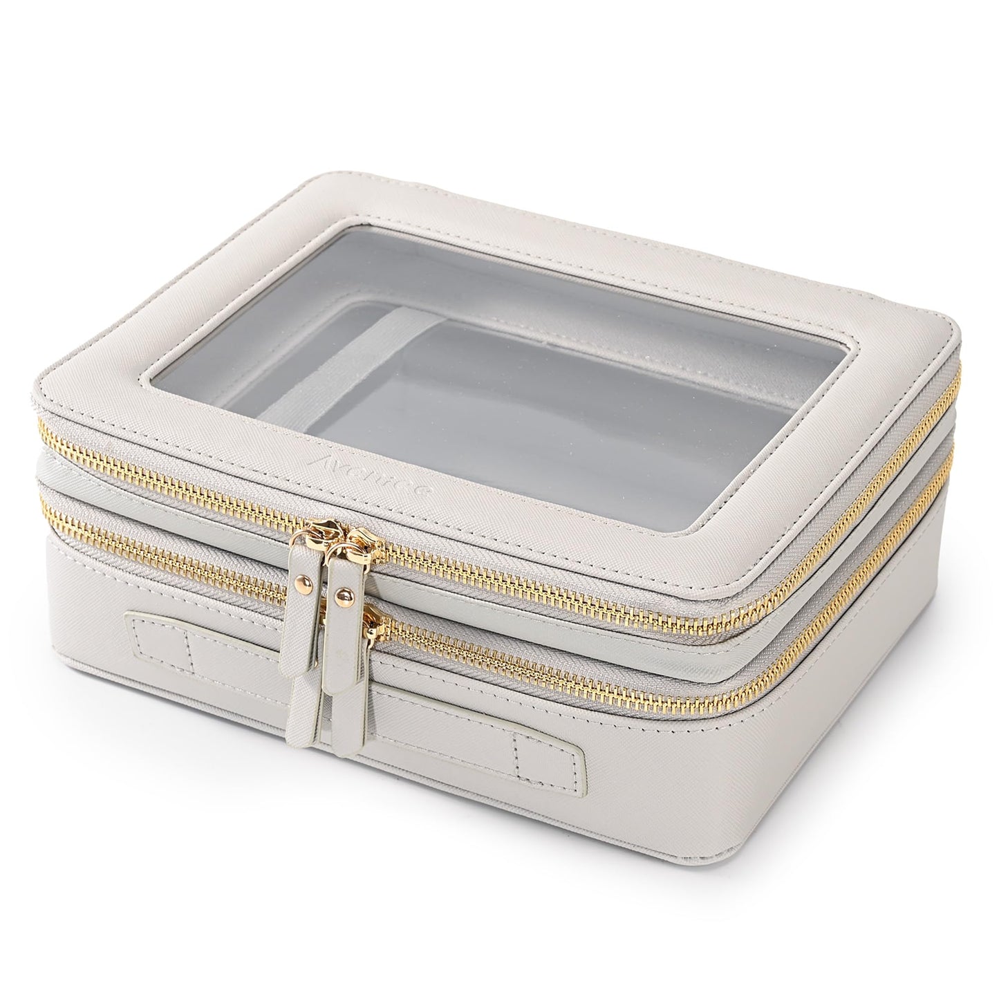 Aveniee Clear Makeup Bag Organizer, Travel Toiletry Bag Cosmetic Case for Women, Make Up Skincare Pouch Car Organizer Bag with Zippers for Essentials,White,Medium Classic