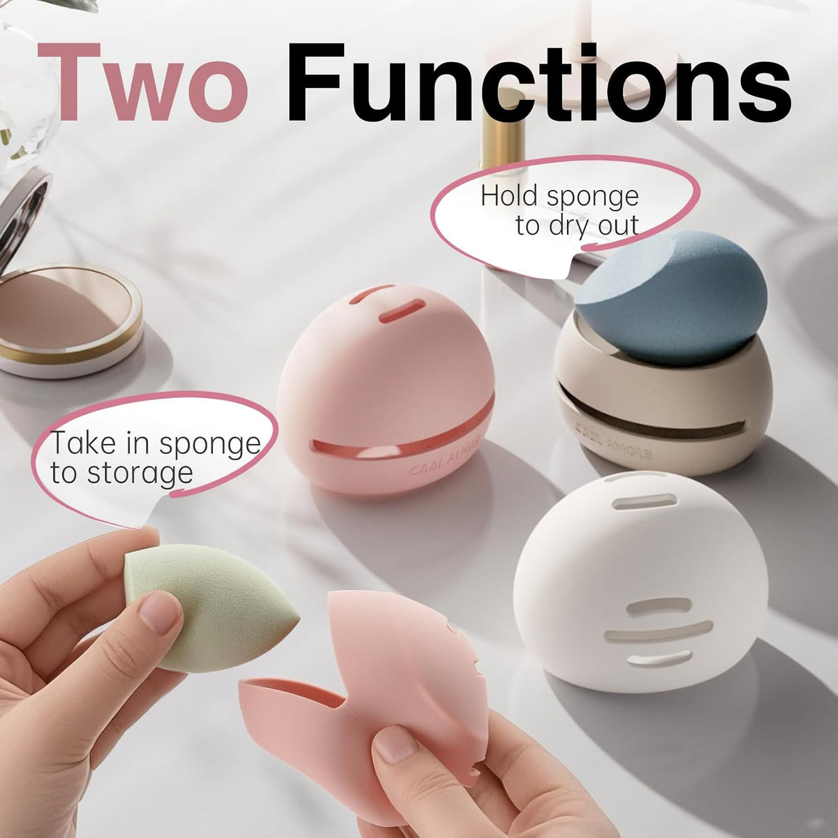 COOL-ANGLE 2-In-1 Magnetic Silicone Makeup Brush and Sponge Case Khaki