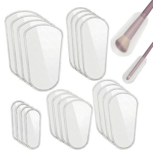 20pcs Makeup Brush Covers, Brush Cover for Women Portable Cosmetic Brush-Protectors 5 Sizes Clear Protector Sleeves Dustproof Waterproof Cosmetic Brushes Guards Caps for Travel Daily Storage Organizer