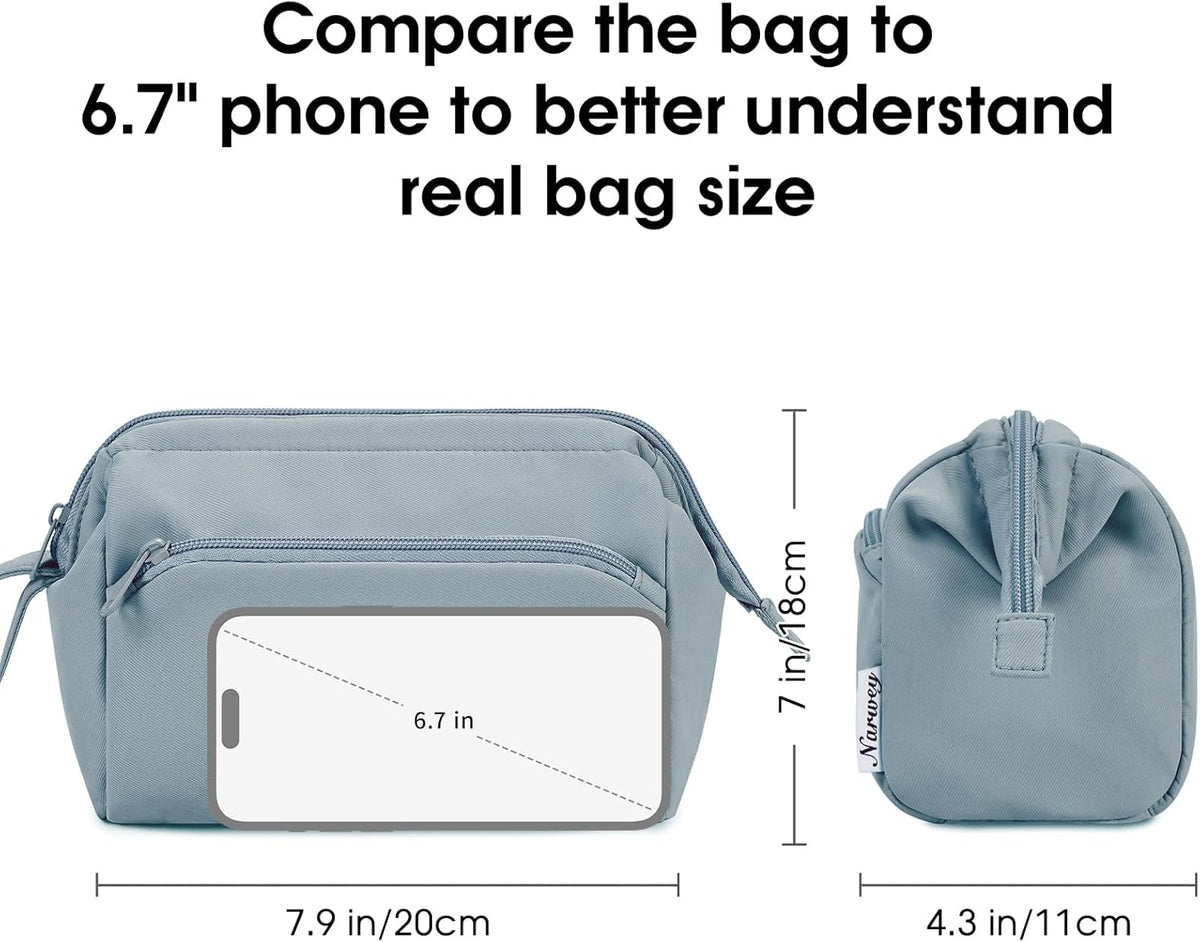 Narwey Travel Makeup Bag Toiletry Bag, Wide Open Cosmetic Bag for Women