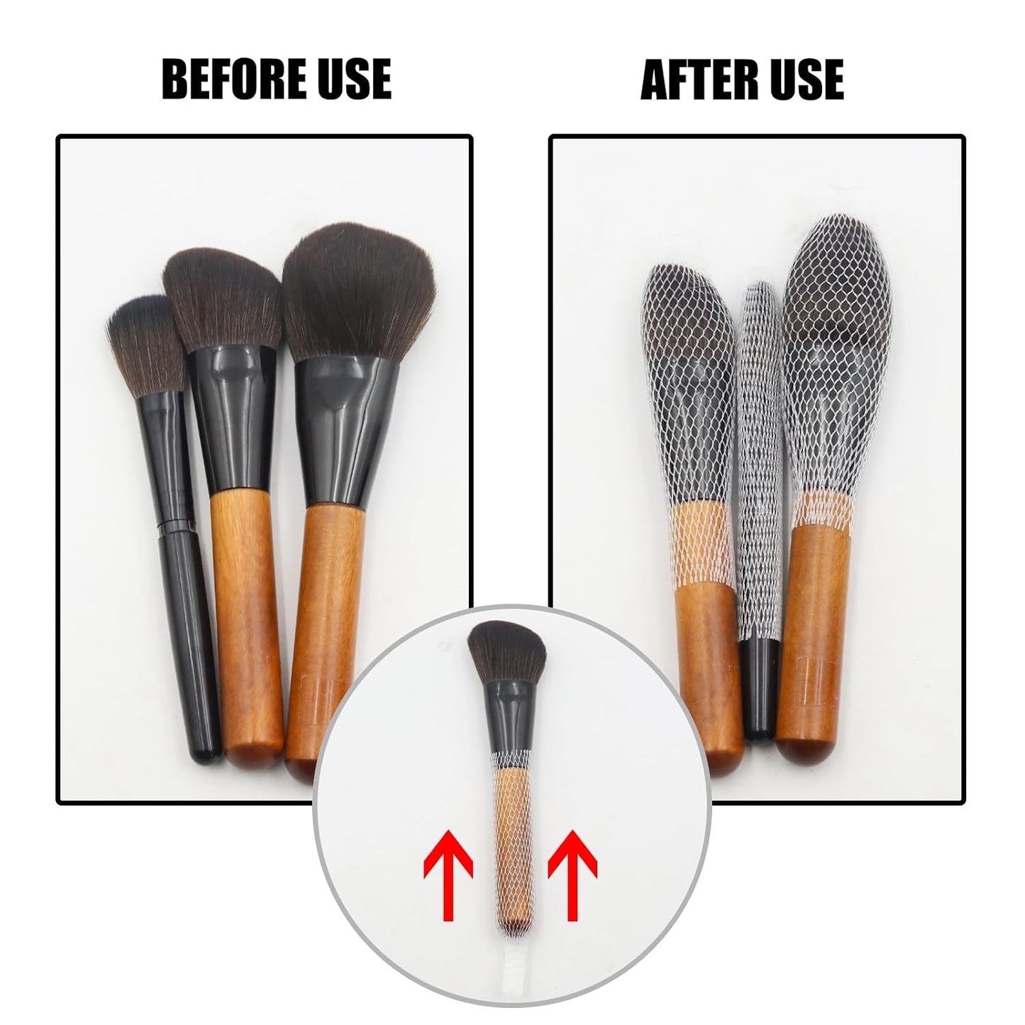 Pine & Linen 100pcs White Mesh Makeup Brush Covers,Reusable Makeup Brush Guard Expandable MakeupBrush Protector Sleeves for Women Storing Make-Up/Travel/Paint Brushes(0.39x4.7inch)