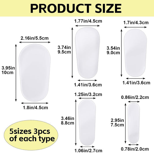 15pcs Clear Makeup Brush Covers, 5 Sizes, Plastic