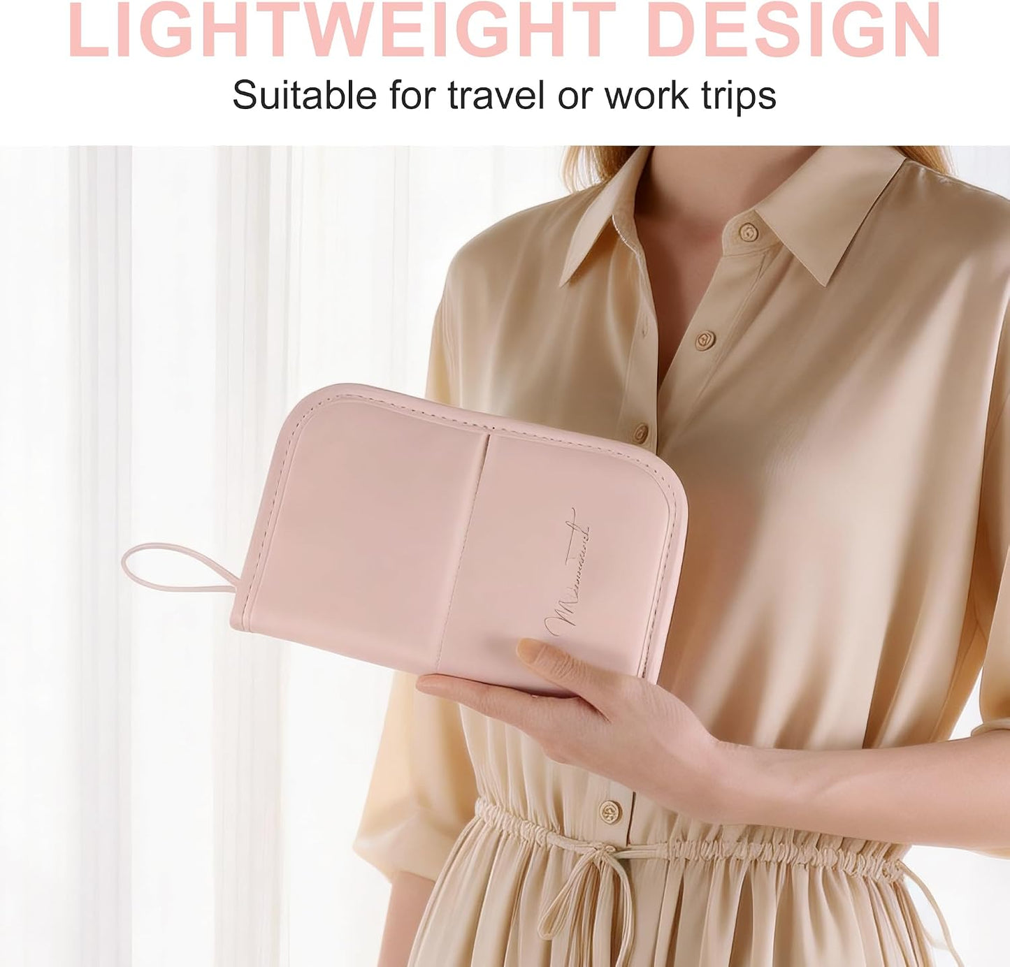 Travel Makeup Brush Case, Stand-Up Portable Makeup Brush Holder Pink