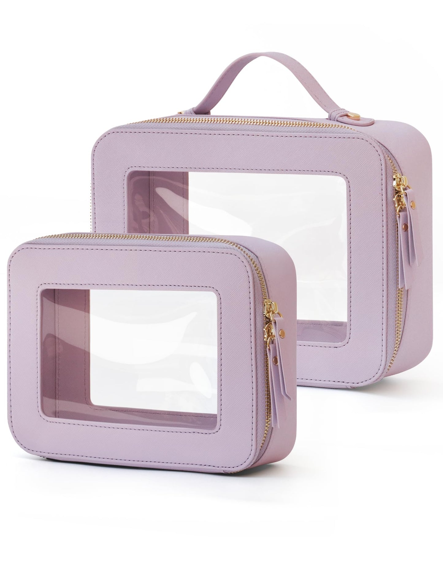 Popvibe Clear Makeup Bag Travel Cosmetic Case Transparent Toiletry Bag with Zipper, Portable Make Up Organizer Traveling Compact Car Bag for Essentials, Hotpink, Large