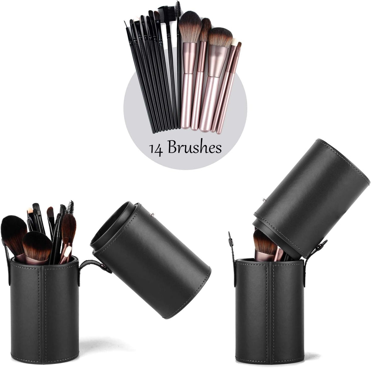 Narwey Makeup Brush Holder Travel Brushes Case Bag Cup Storage Dustproof for Women (Black)
