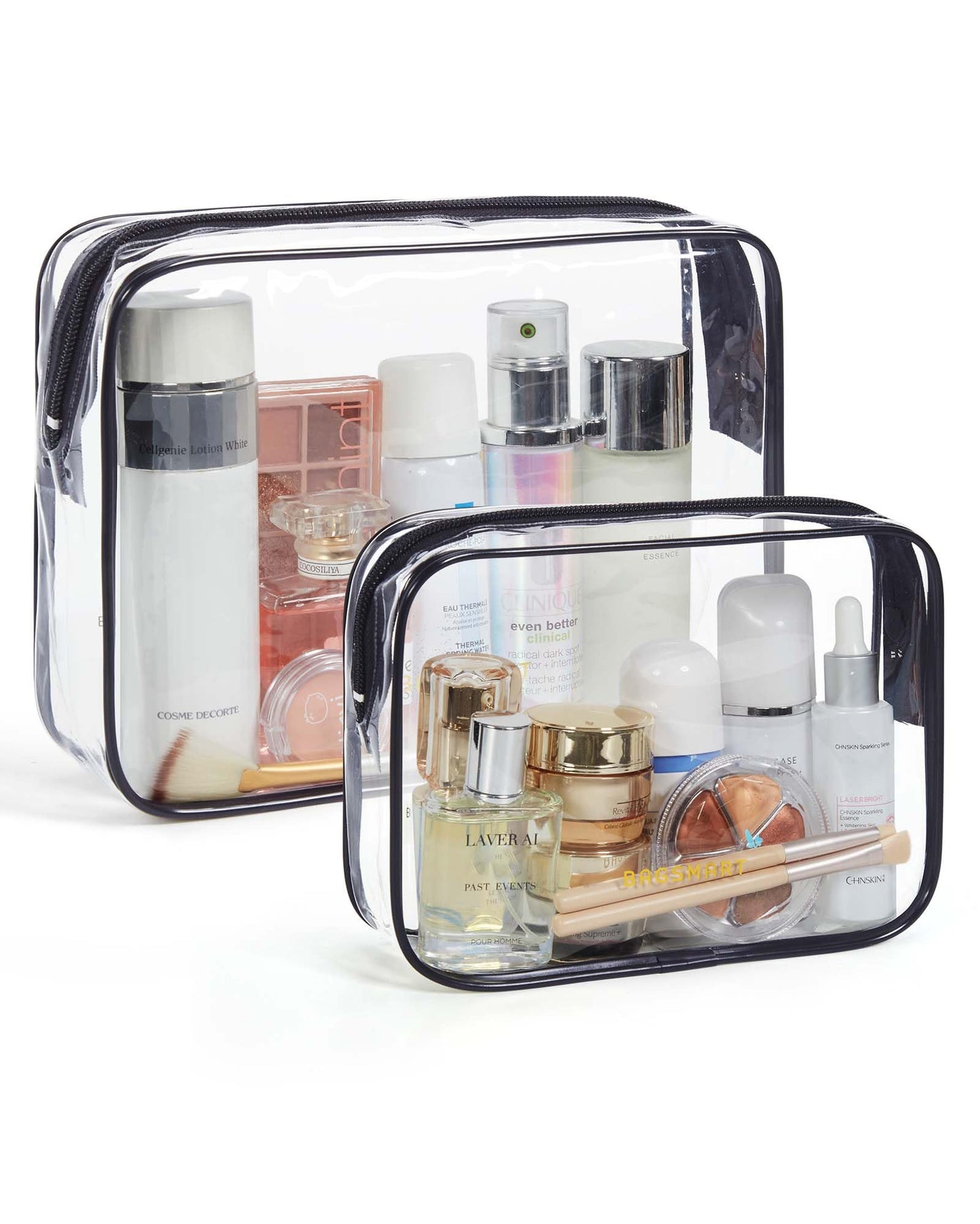 BAGSMART Clear Toiletry Bag 2-Pack TSA Approved Water-Repellent, Black