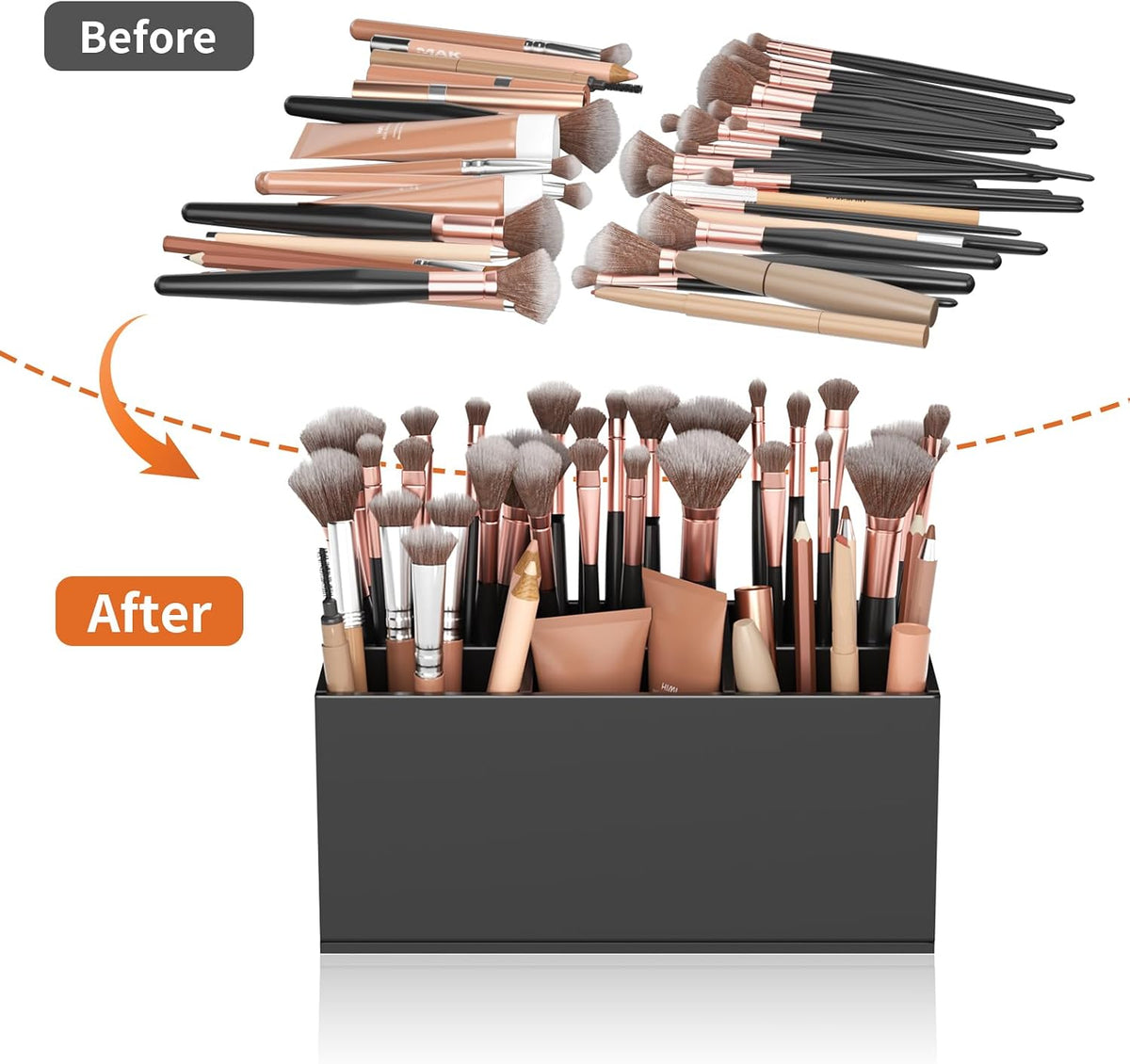 HIIMIEI Black Makeup Brush Holder Organizer