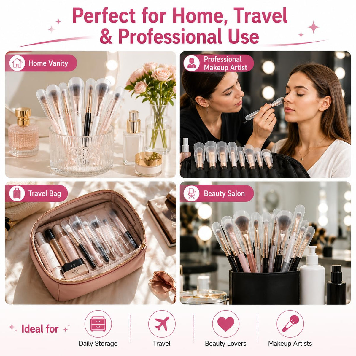 Makeup Brush Covers, 30PCS Clear Make up Brush Protective Protector