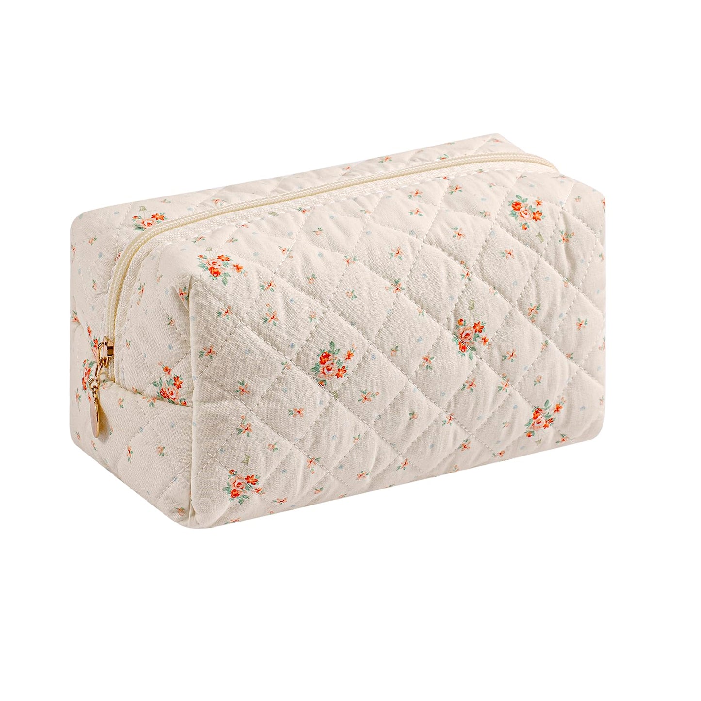 Makeup Bag Travel Cosmetic Bag for Women Girls, Zipper Make Up Pouch, Floral Flowers Toiletry Organizer Makeup, Portable Storage Cosmetic Travel Cloth Bag (Pink)