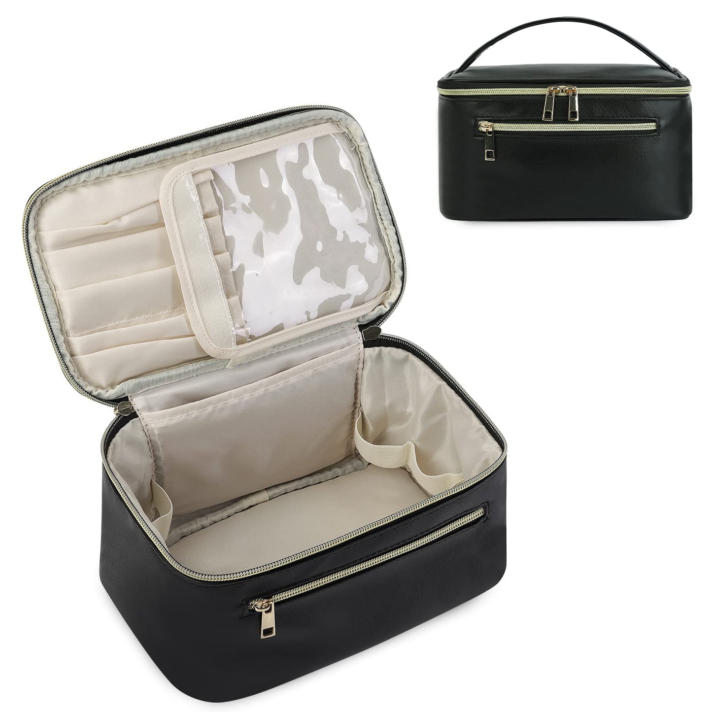 Wandering Nature Makeup Bag, Women Travel Make Up Vanity Case with Handle