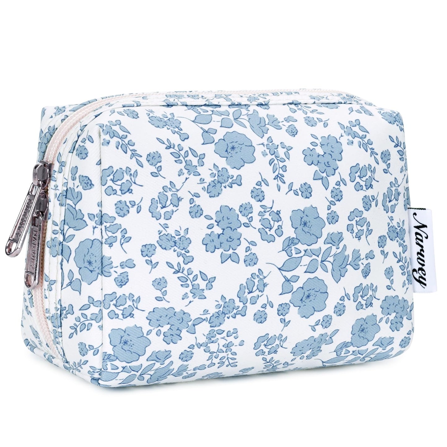 Narwey Checkered Makeup Bag Travel Cosmetic Bag Organizer Toiletry Bag Make Up Bags with Compartments for Women Girls (Large, Light Checkerboard)