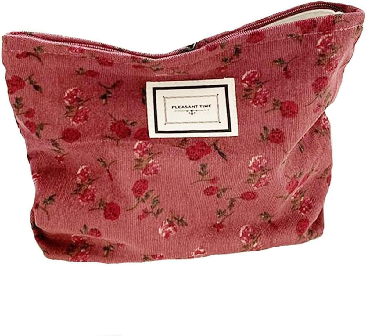 Cosmetic Bags for Women, Large Floral Makeup Bag for Purse, Dark Red Rose
