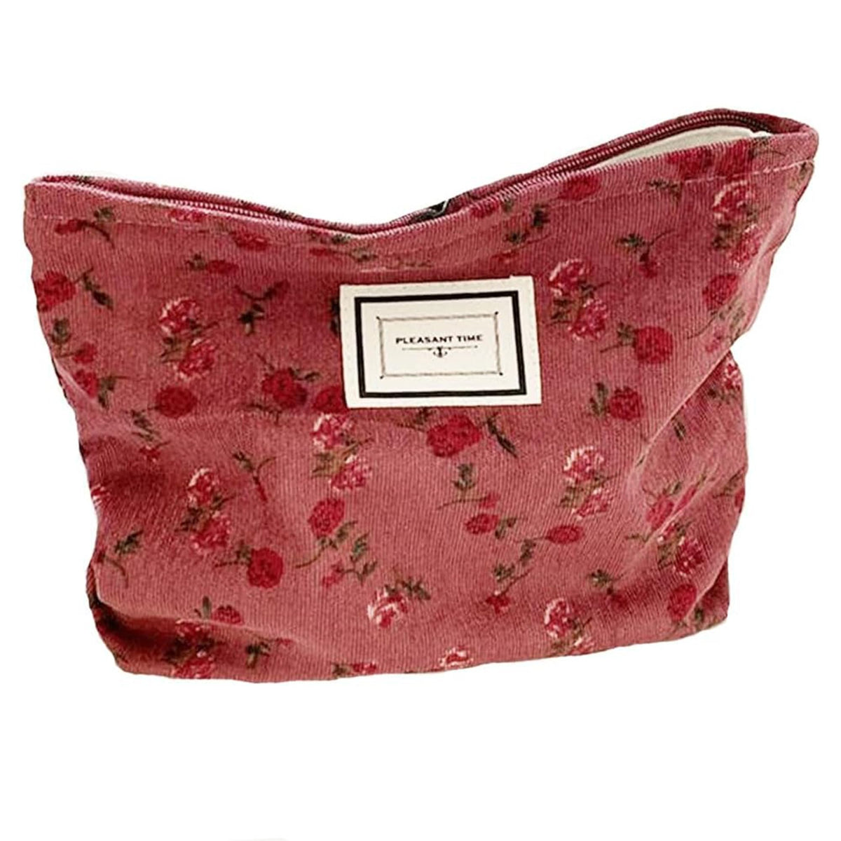Cosmetic Bags for Women, Large Floral Makeup Bag for Purse, Dark Red Rose