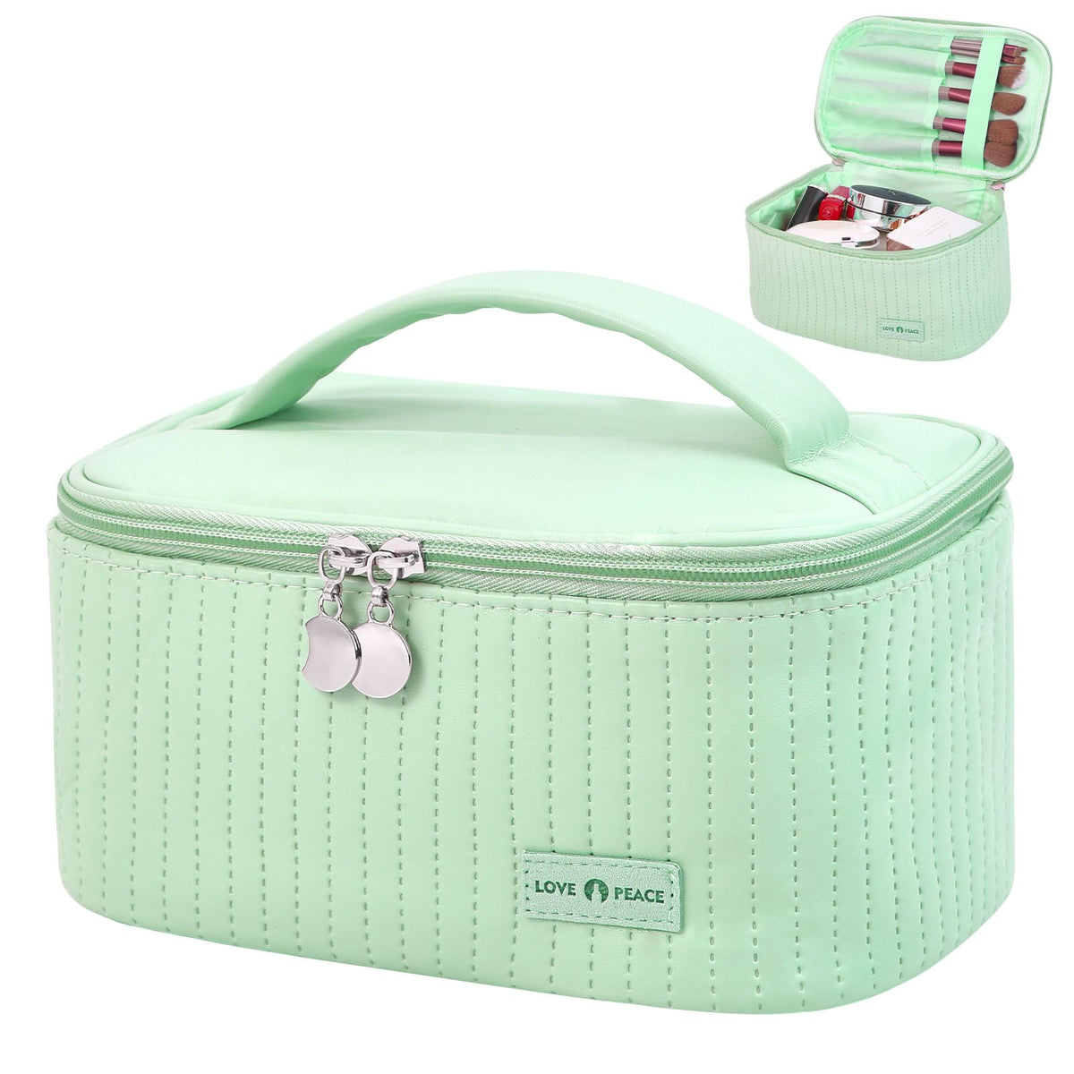 Makeup Bag Travel Cosmetic Bag, Large Capacity Makeup Organizer Bag and Storage, Portable PU Leather Pouch Toiletry Bag Make up Organizer, Cosmetic Bags for Women