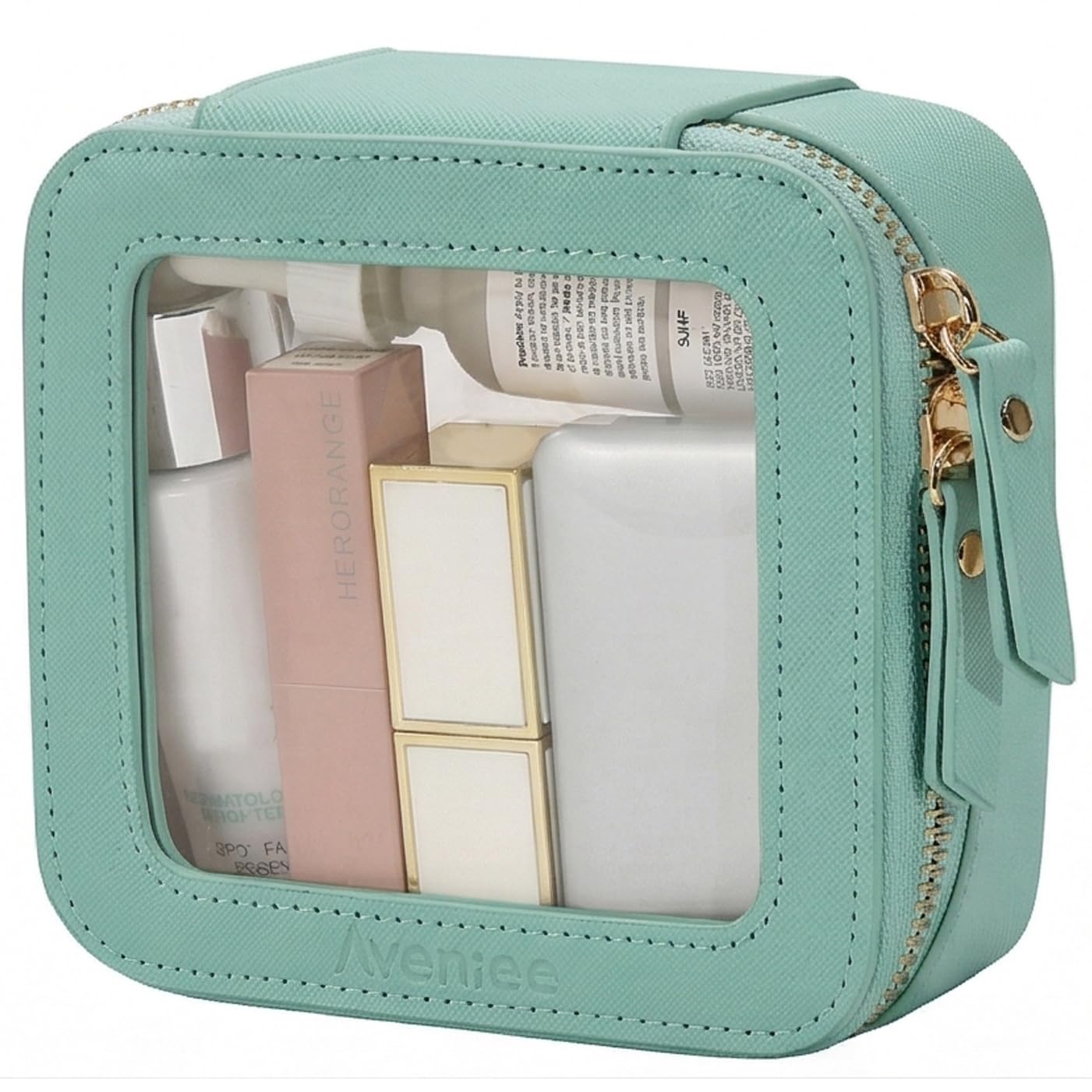 Aveniee Clear Makeup Bag Organizer, Travel Toiletry Bag Cosmetic Case for Women, Make Up Skincare Pouch Car Organizer Bag with Zippers for Essentials,White,Medium Classic