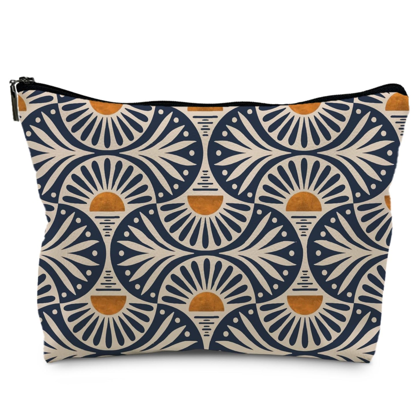 Boho Makeup Bag Gifts for Women, Sunset Leaf Aesthetic Makeup Pouch