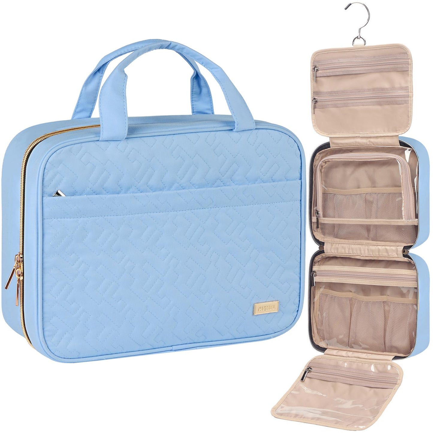 NISHEL Travel Toiletry Bag for women, Portable Hanging makeup Organizer