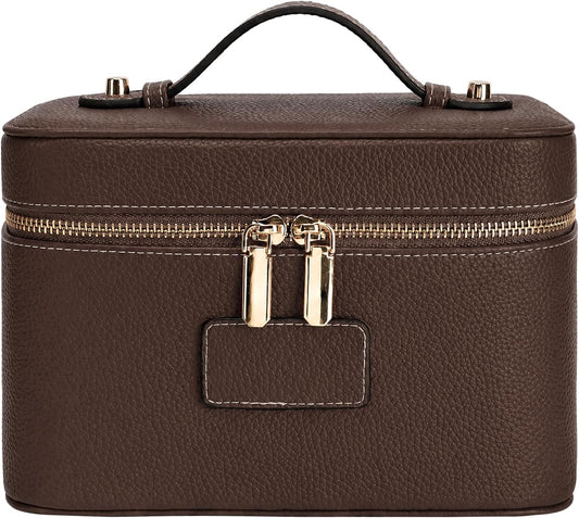 Makeup Case for Women, Leather Makeup Bag Cosmetic Case with Removable Divider, Large Capacity Waterproof Portable Travel Toiletry Make up Organizer Case