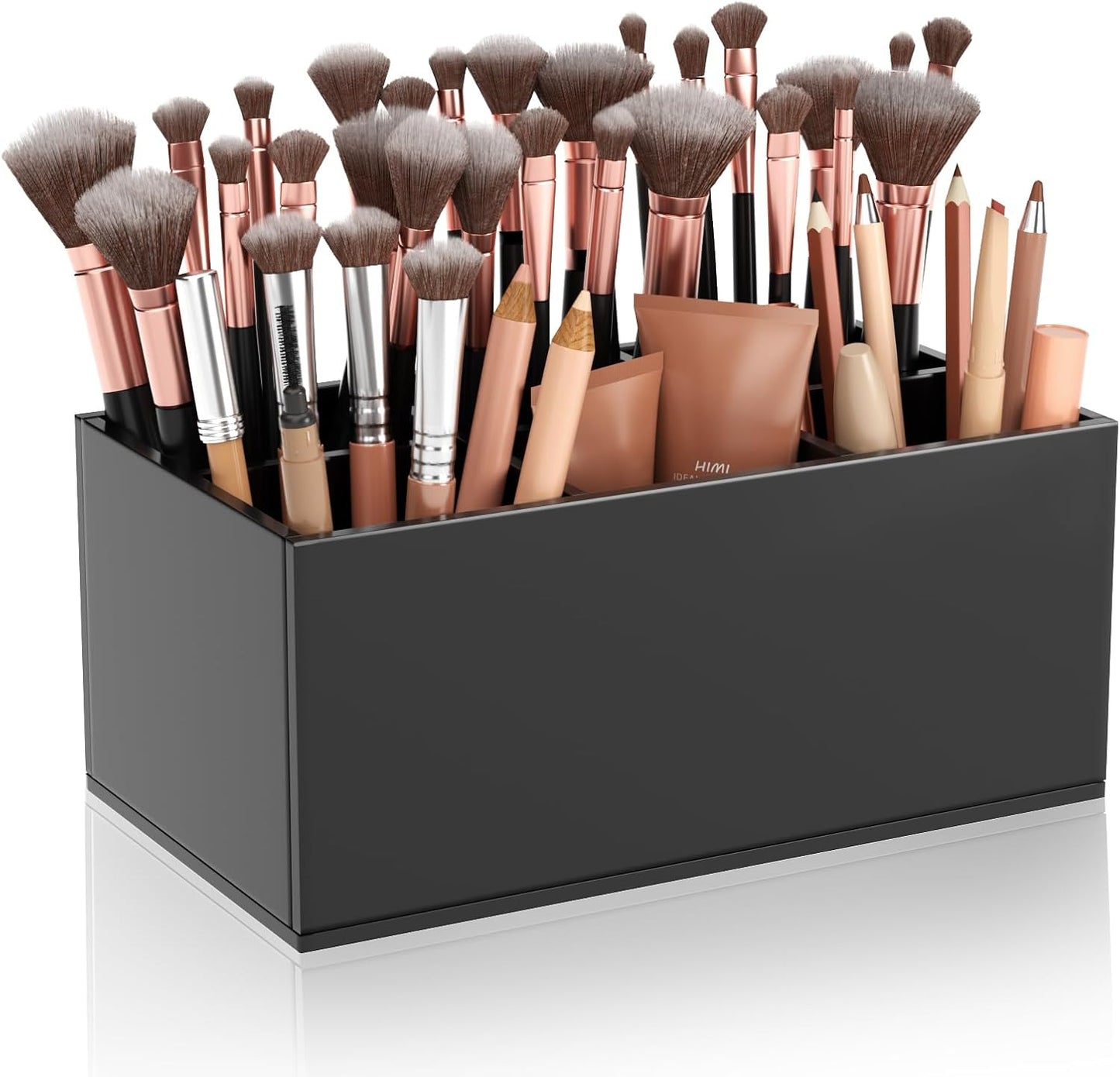 HIIMIEI Black Makeup Brush Holder Organizer