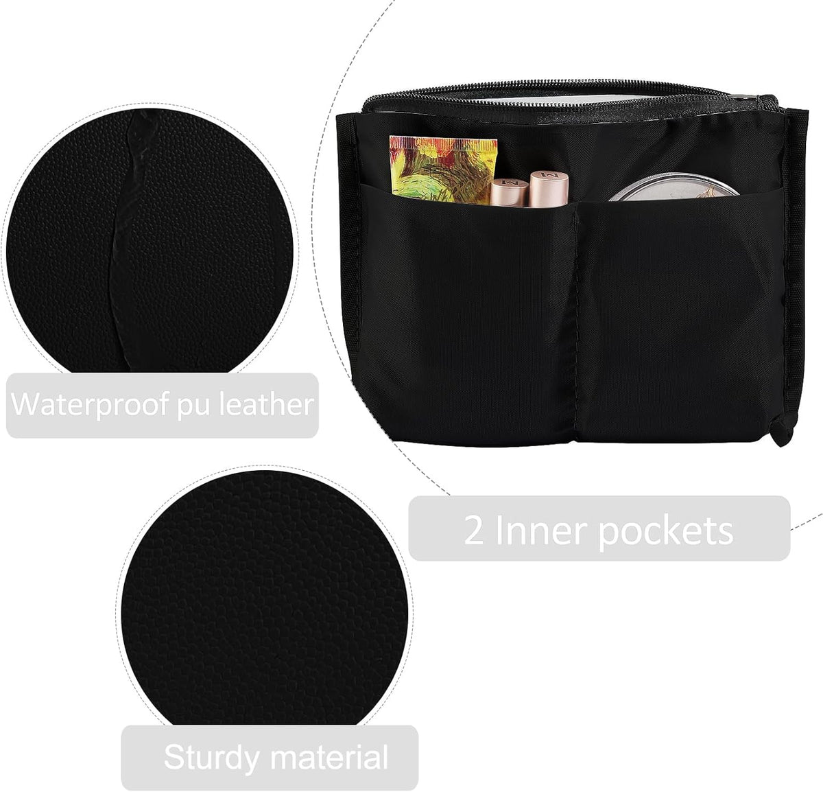 MAANGE Cosmetic Bags for Women Small Makeup Bag for Purse Pu Leather Makeup Pouch Travel Makeup Bag with Zipper Make Up Bag for Travelling