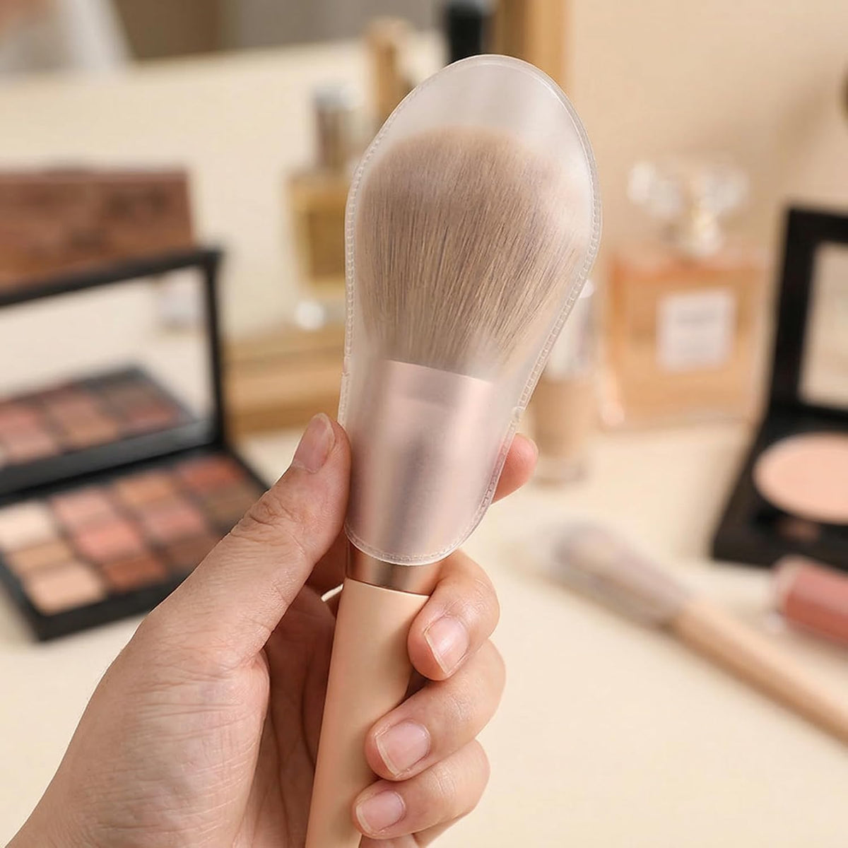Makeup Brush Set, 10 Pcs EVA Covers Reusable Anti-Frizz Powder Brush Guards, Clear Dustproof Loose Powder Sleeves for Travel Organization Professional Artist Tools Beauty Accessories Storage Pouches