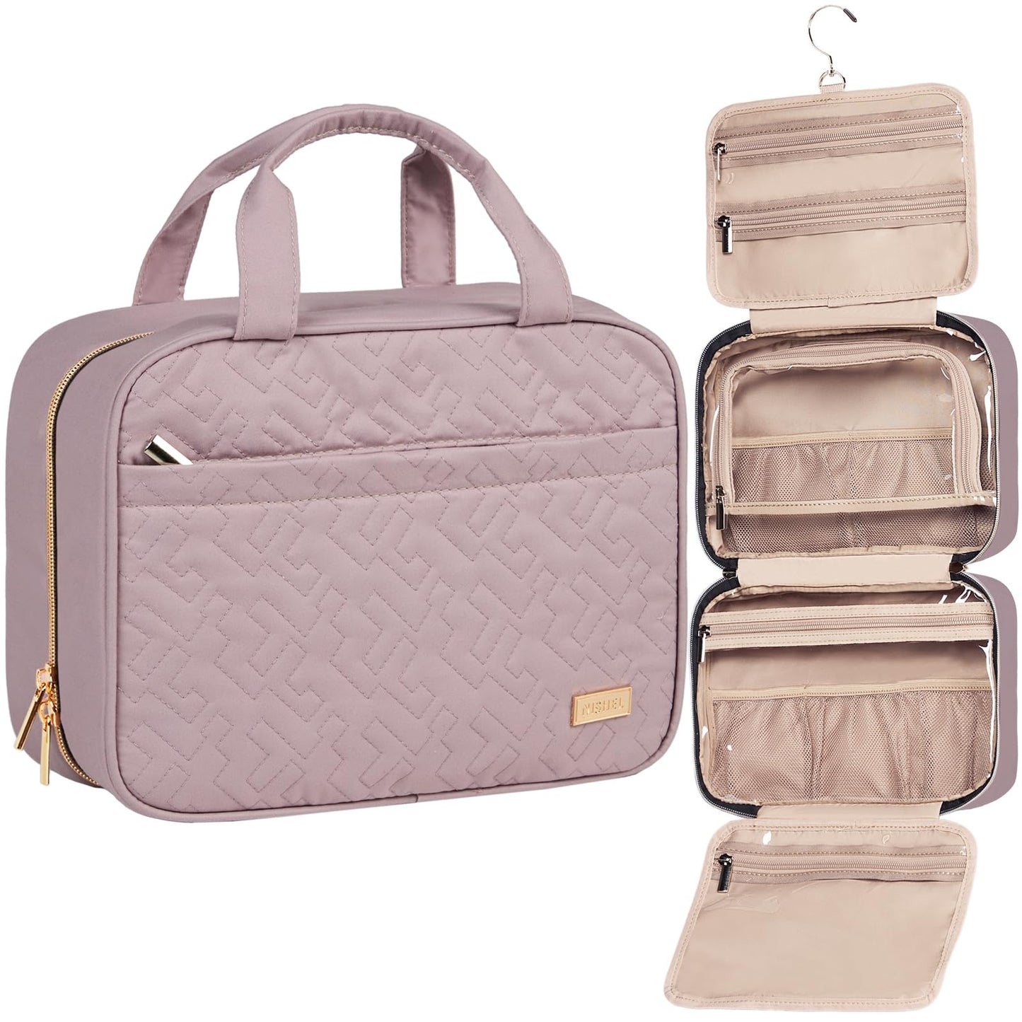 NISHEL Travel Toiletry Bag for women, Portable Hanging makeup Organizer