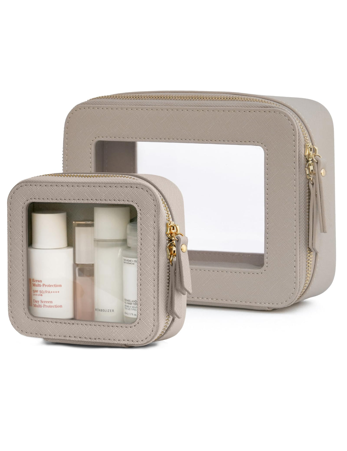 Popvibe Clear Makeup Bag Travel Cosmetic Case Transparent Toiletry Bag with Zipper, Portable Make Up Organizer Traveling Compact Car Bag for Essentials, Hotpink, Large