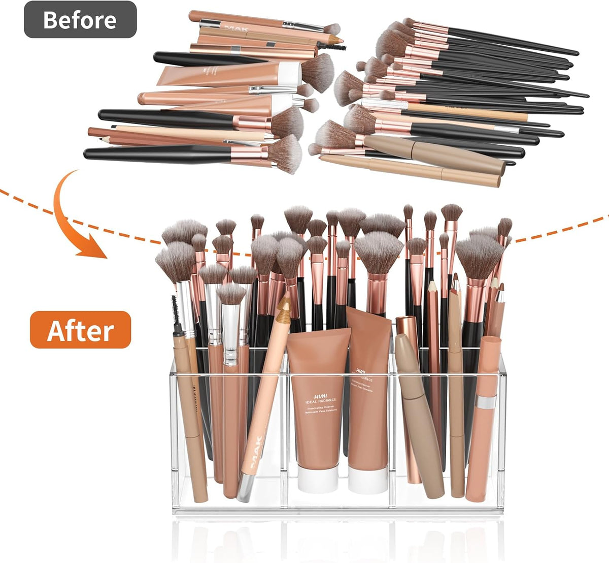 HIIMIEI Clear Makeup Brush Holder Organizer