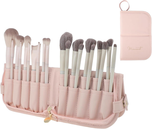 Travel Makeup Brush Case, Stand-Up Portable Makeup Brush Holder Pink