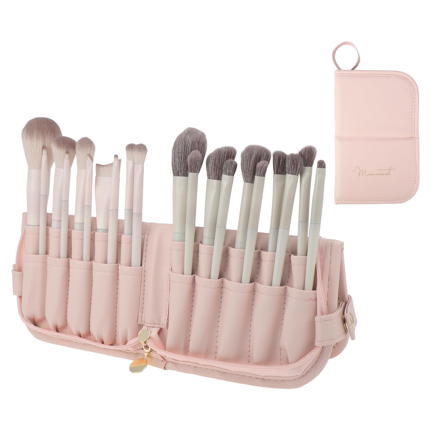 Travel Makeup Brush Case, Stand-Up Portable Makeup Brush Holder Pink