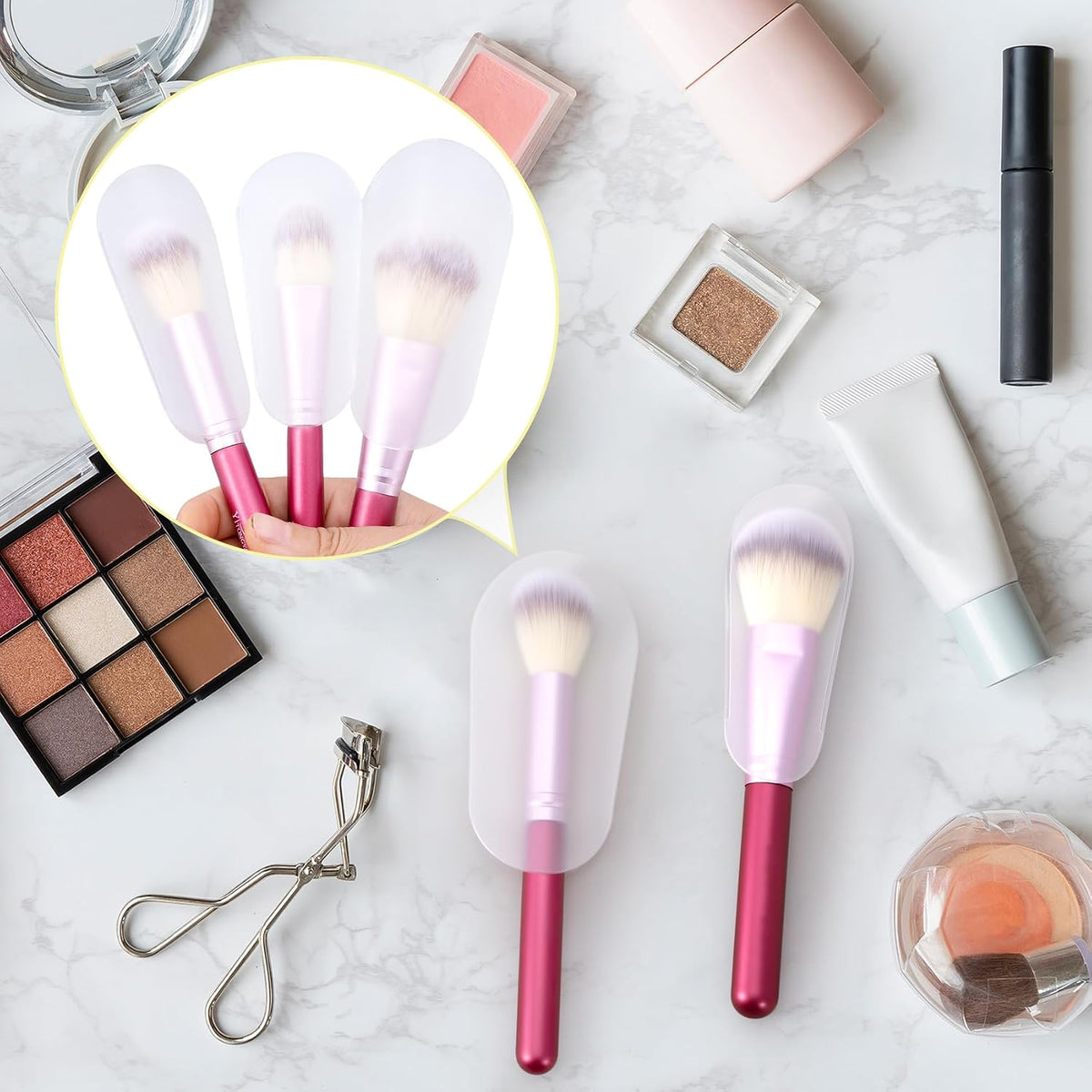 15pcs Clear Makeup Brush Covers, 5 Sizes, Plastic