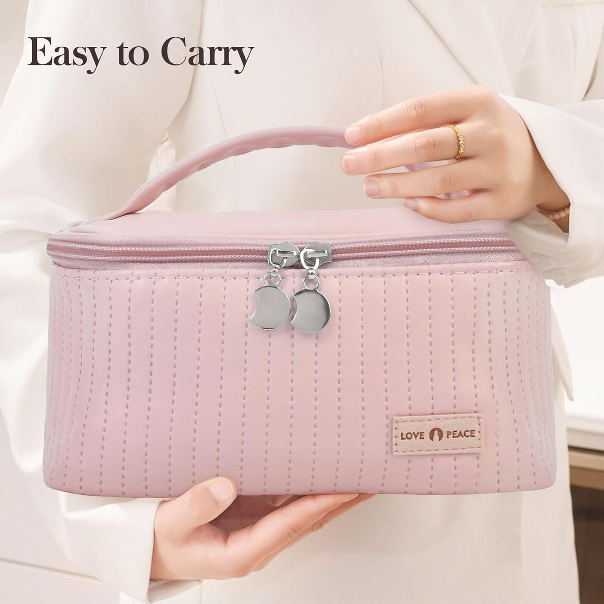 Makeup Bag Travel Cosmetic Bag, Large Capacity Makeup Organizer Bag and Storage, Portable PU Leather Pouch Toiletry Bag Make up Organizer, Cosmetic Bags for Women