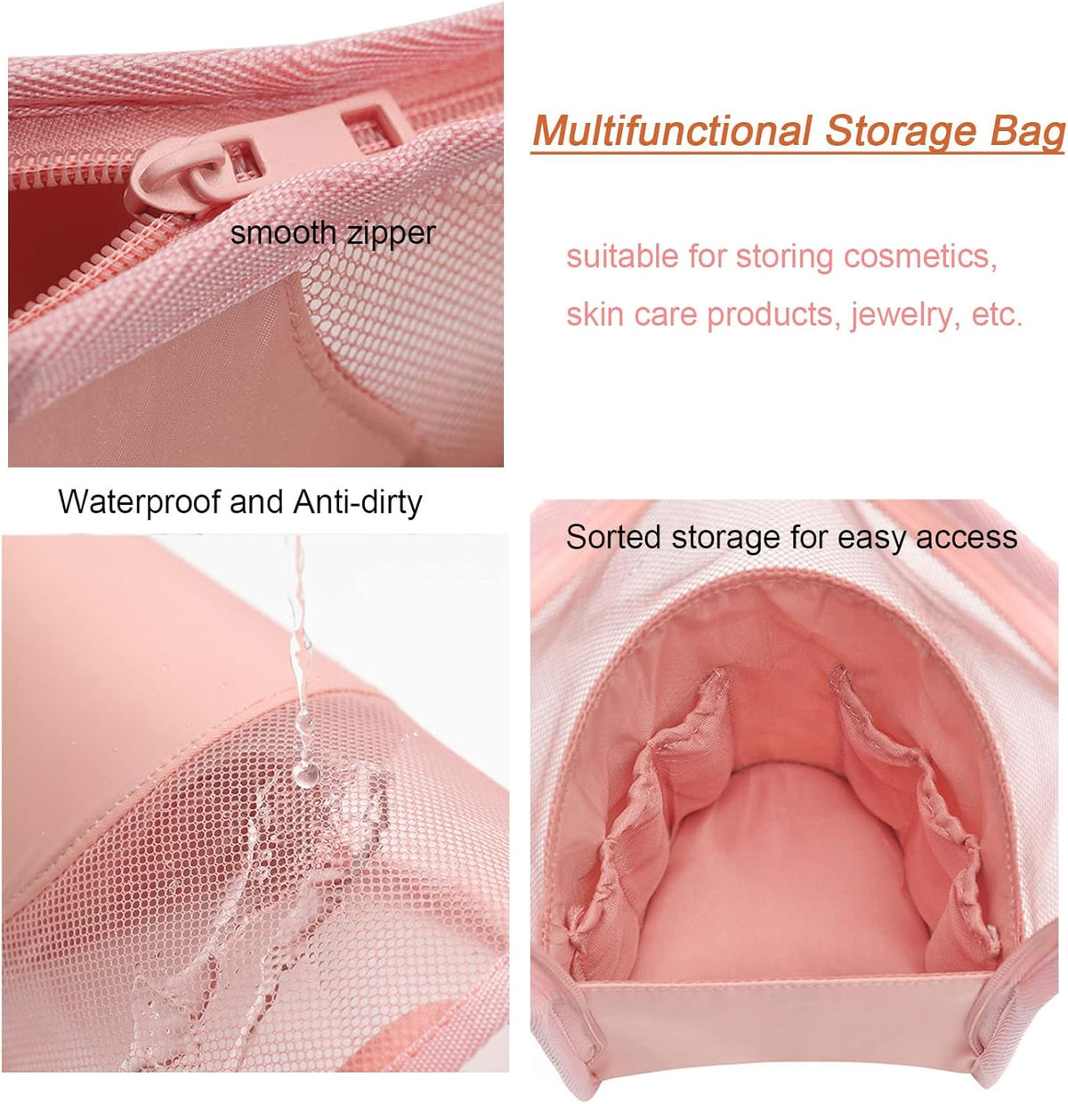 Makeup Brush Travel Case Stand Up, High Capacity Makeup Organizer Portable Travel Makeup Brush Holder (Pink)