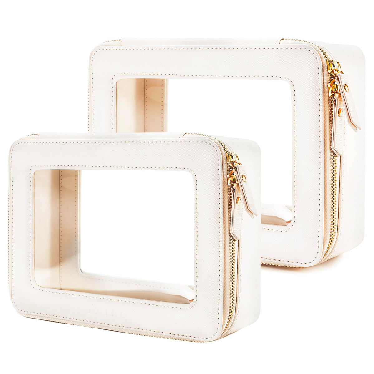 Aveniee Clear Makeup Bag Organizer, Travel Toiletry Bag Cosmetic Case for Women, Make Up Skincare Pouch Car Organizer Bag with Zippers for Essentials,White,Medium Classic