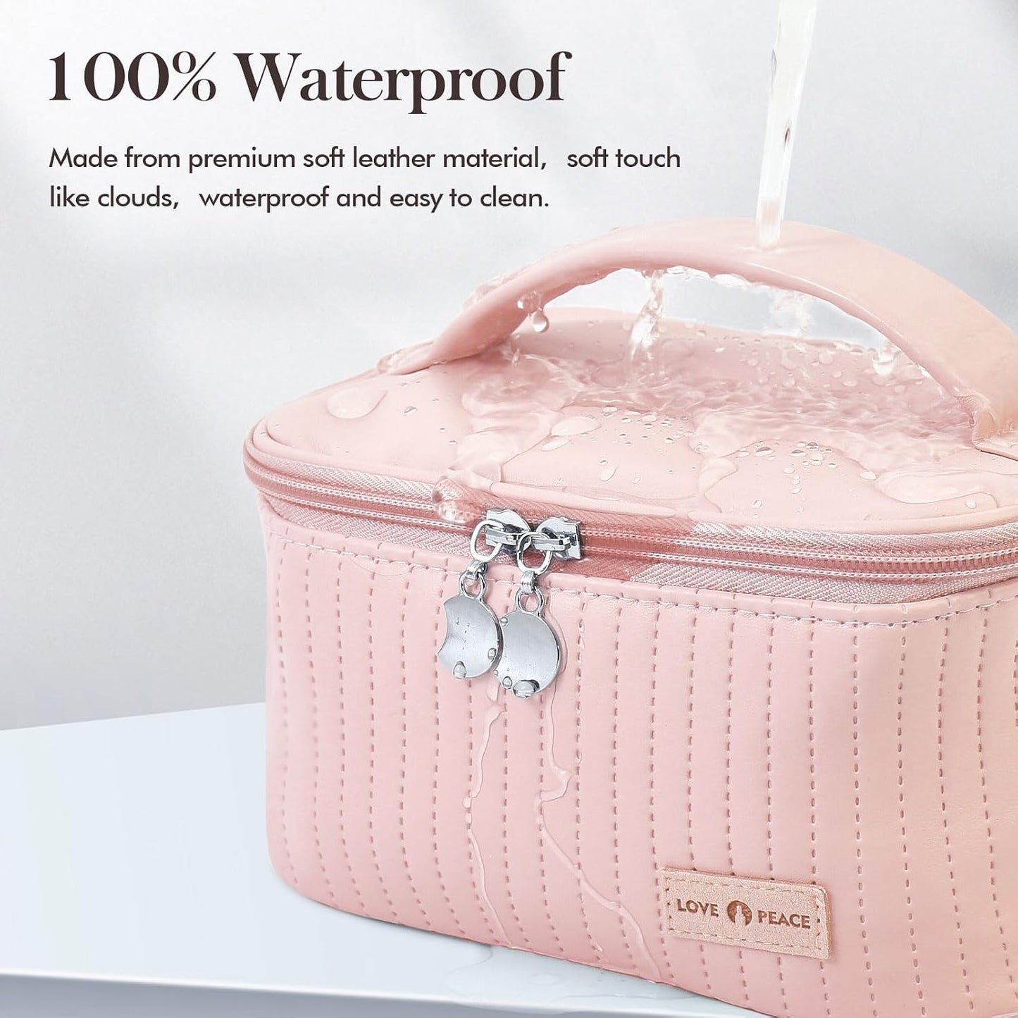 Makeup Bag Travel Cosmetic Bag, Large Capacity Makeup Organizer Bag and Storage, Portable PU Leather Pouch Toiletry Bag Make up Organizer, Cosmetic Bags for Women