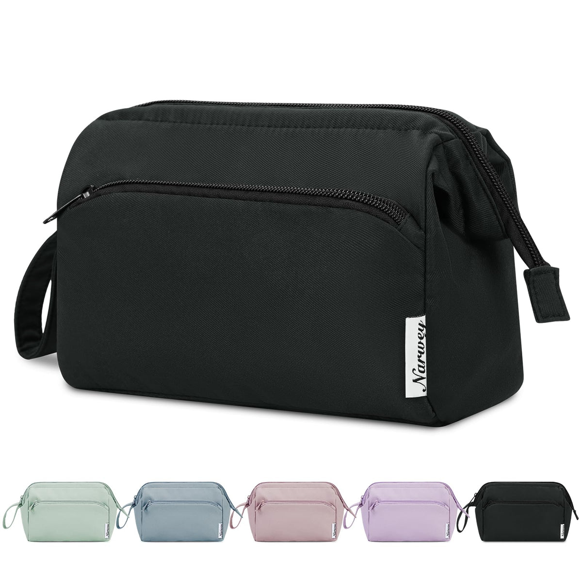 Narwey Travel Makeup Bag Toiletry Bag, Wide Open Cosmetic Bag for Women